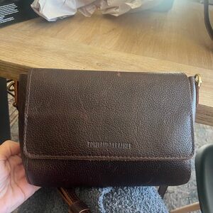 Portland Leather medium metro crossbody Dark Brown Shoulder Bag in cold brew.